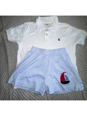 Luigi Kids Boutique Boys Sailboat Outfit Polo and Shorts Size 5